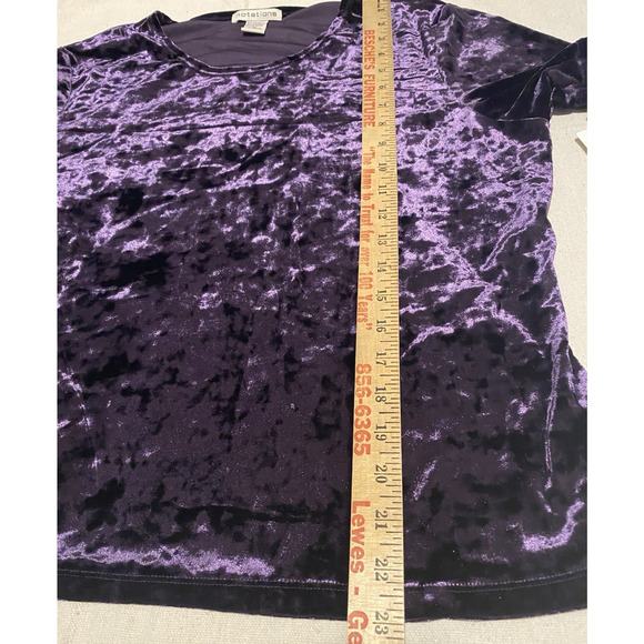 NWT Notations Womens Blouse Size XL Purple Crushed Velvet Cocktail Party Dressy - Picture 10 of 11
